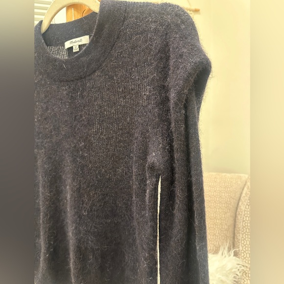 Madewell Charcoal Alpaca Blend Fuzzy Shoulder Detail Sweater XS - Picture 3 of 5
